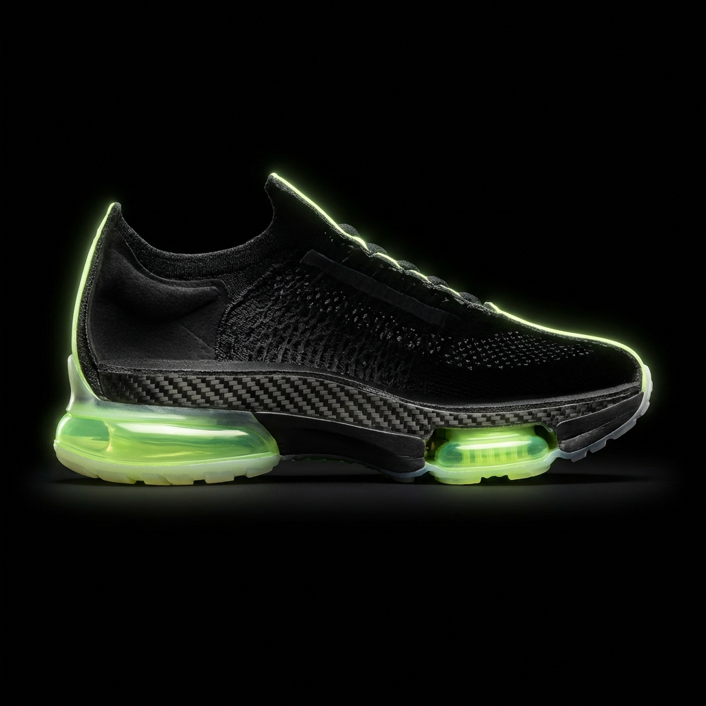 VELO PRO 剖面：三重氣墊、碳纖維中底、FlyKnit 3D 網布